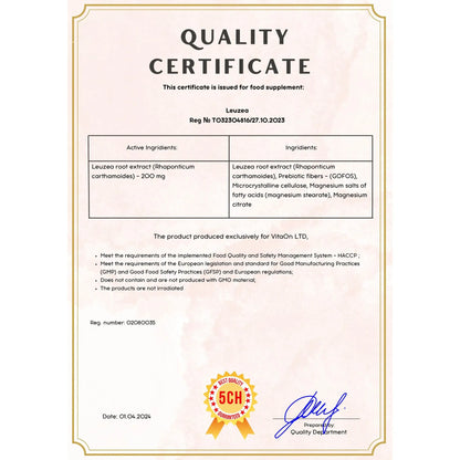 Certificato di qualità leuzea